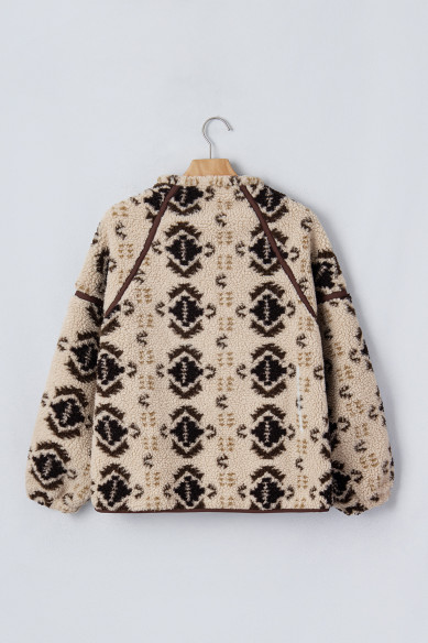 Dames fleecetrui khaki met westernprint | Boho chic
