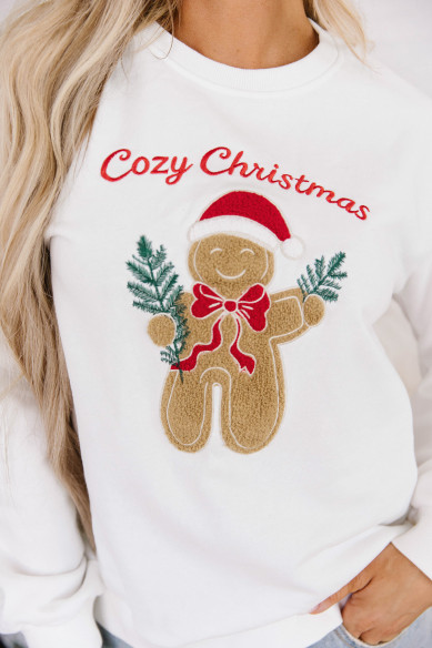White gingerbread Christmas sweatshirt | Look Hippie Chic