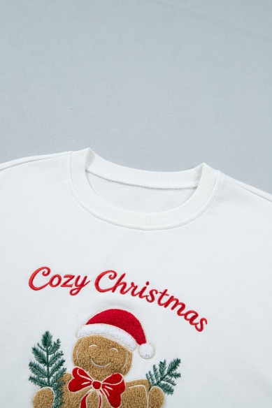 Witte kersttrui dames met peperkoekmotief | Look Hippie Chic