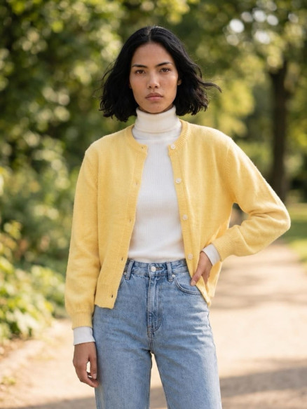 Gilet femme jaune en maille, taille L/XL | Look Hippie Chic