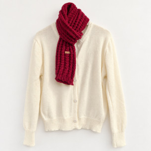 Écharpe rouge bordeaux en grosse maille | Look Hippie Chic