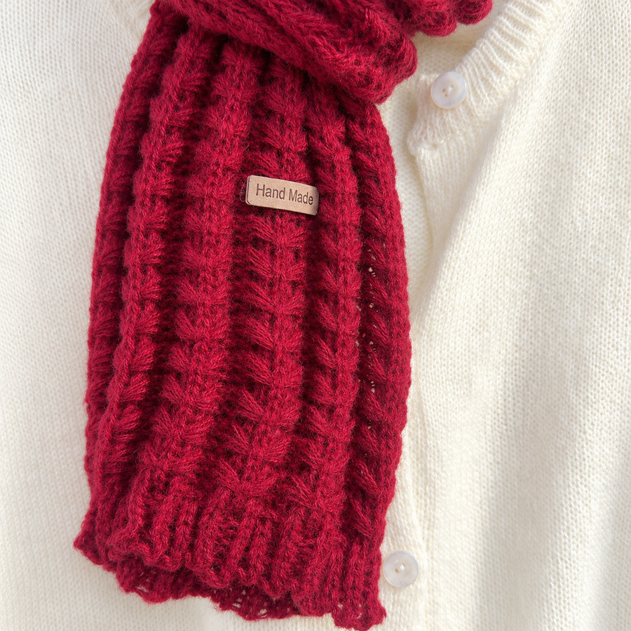 Écharpe rouge bordeaux en grosse maille | Look Hippie Chic