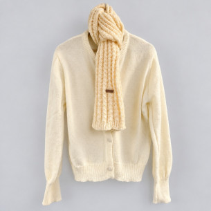 Écharpe blanc cassé en maille ajourée | Look Hippie Chic