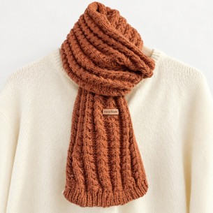 Rust knitted scarf with textured knit | Look Hippie Chic