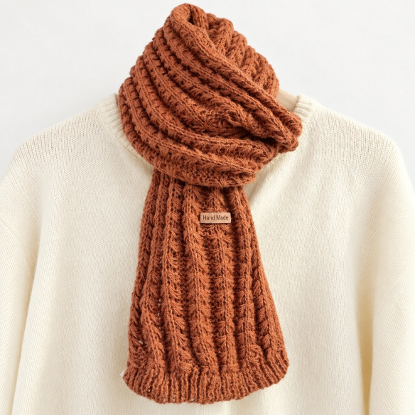 Écharpe rouille en maille tricotée | Look Hippie Chic