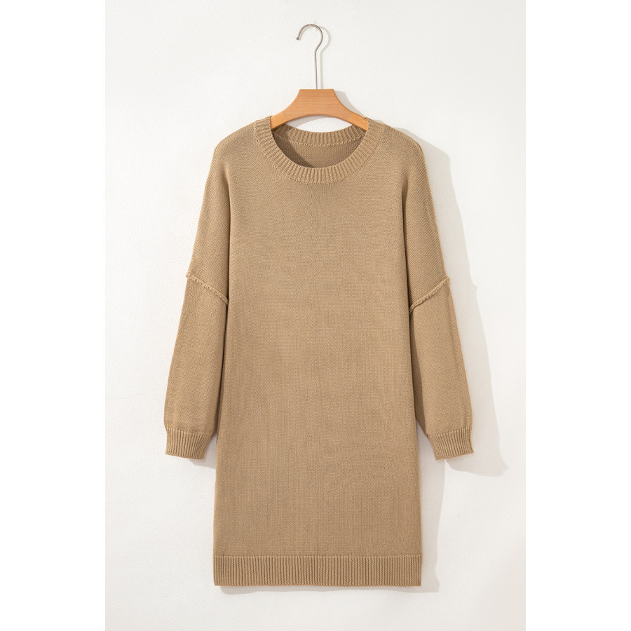 Korte oversized trui-jurk in lichtkaki | LHC