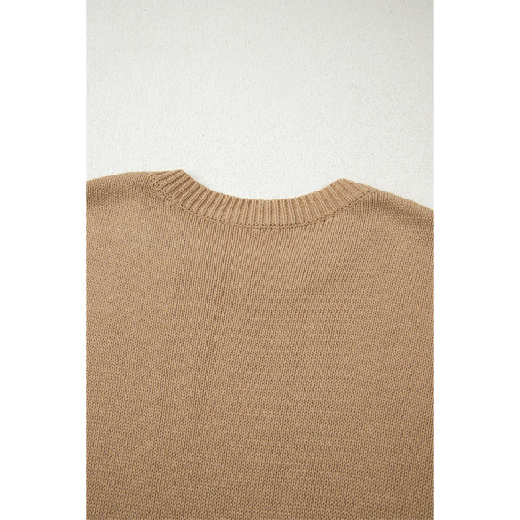 Robe pull courte kaki clair oversize | Look Hippie Chic