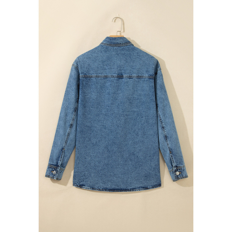 Surchemise en jean femme bleu clair à rivets | LHC