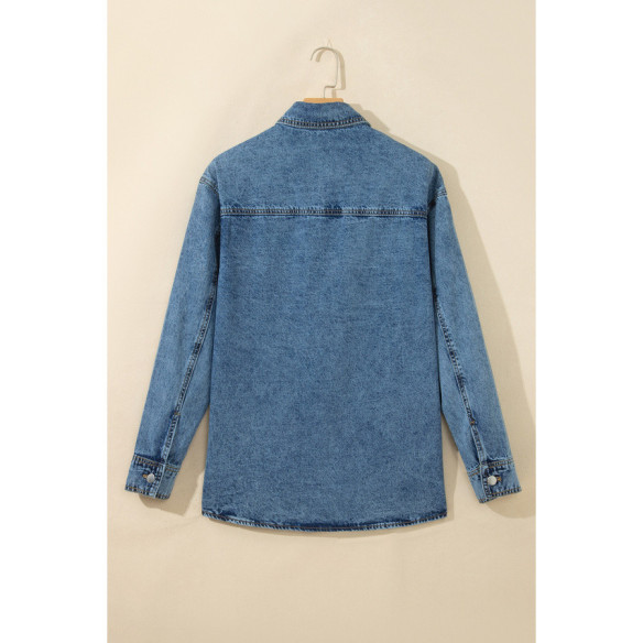 Lichtblauw denim overshirt dames met studs | LHC