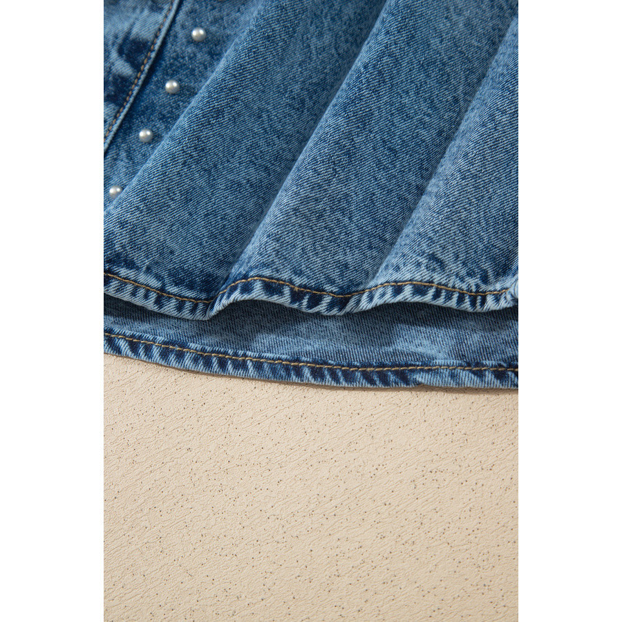 Hellblaues Damen-Jeans-Overshirt mit Nieten | LHC
