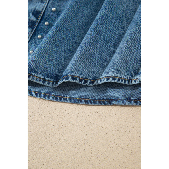 Women’s Light Blue Denim Overshirt with Studs | LHC