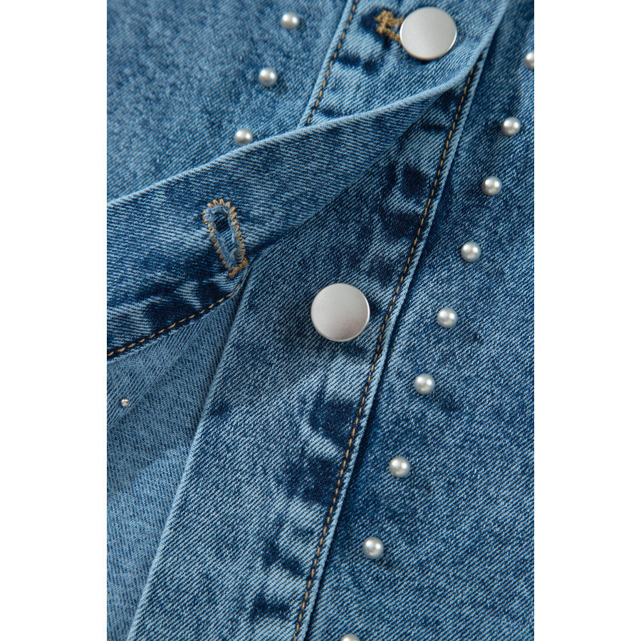 Hellblaues Damen-Jeans-Overshirt mit Nieten | LHC