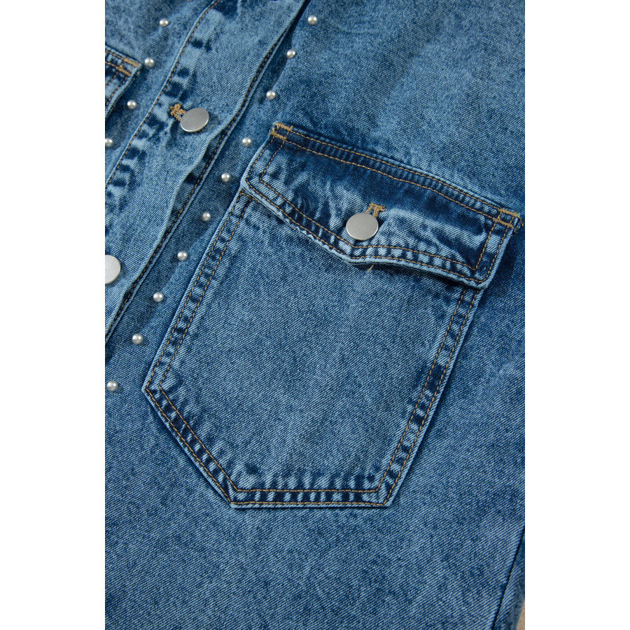 Hellblaues Damen-Jeans-Overshirt mit Nieten | LHC