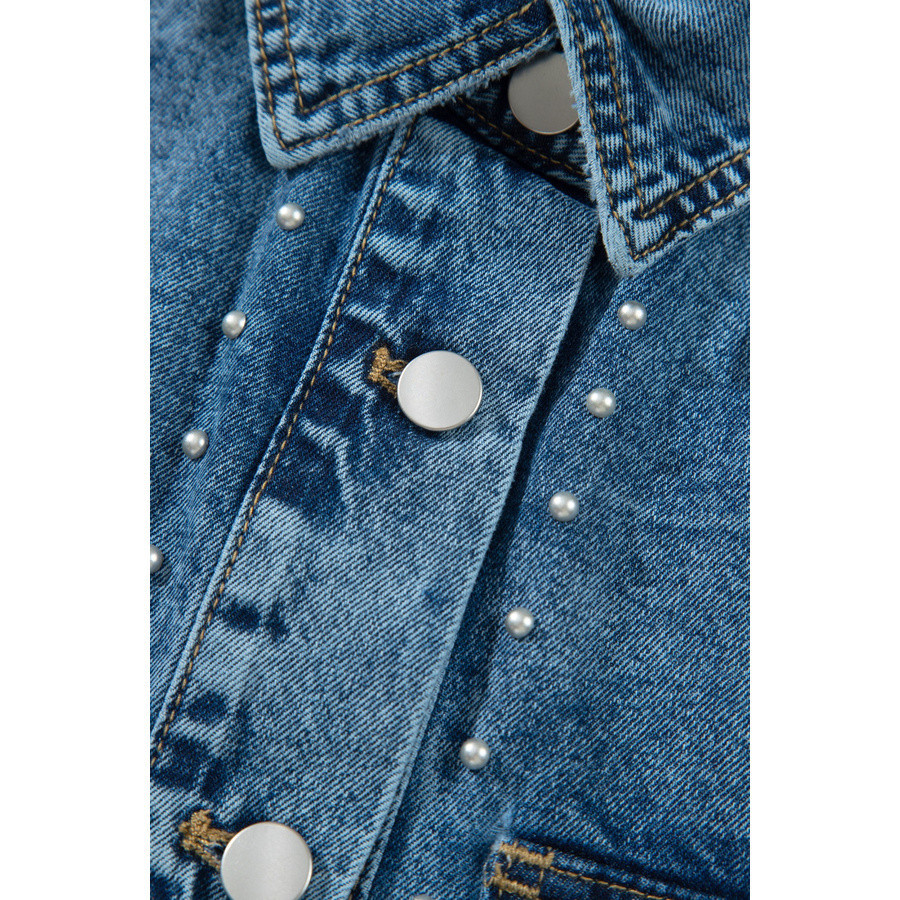 Surchemise en jean femme bleu clair à rivets | LHC