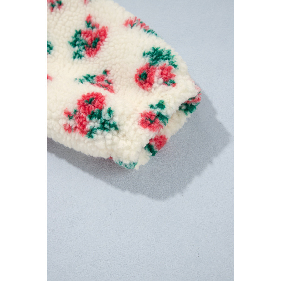Witte fleece sweater dames met bloemen | Look Hippie Chic