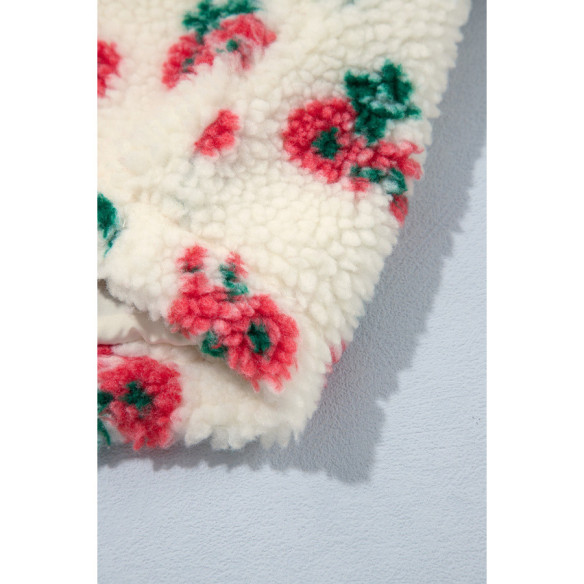 Women’s white floral fleece sweatshirt | Look Hippie Chic