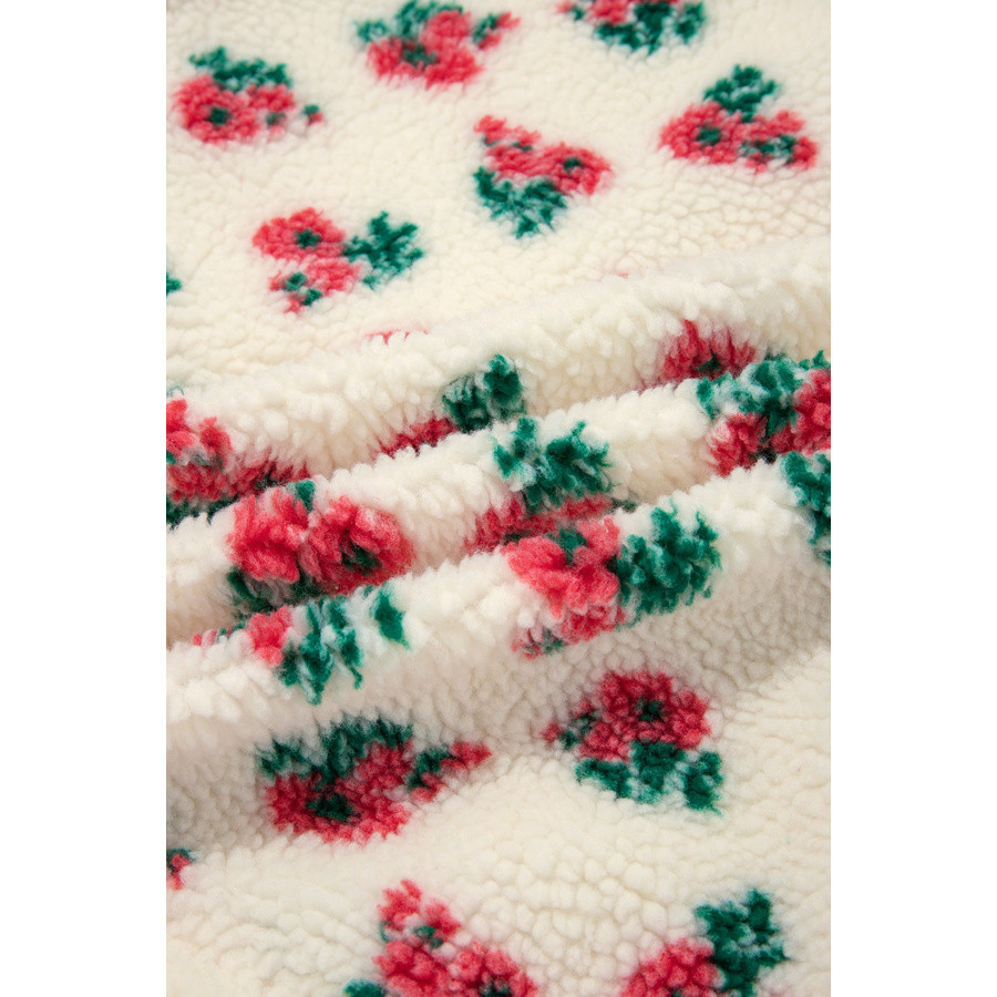 Women’s white floral fleece sweatshirt | Look Hippie Chic