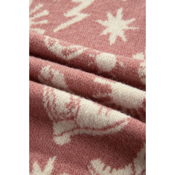 Damenpullover Pfirsichrosa mit Kakteen | Look Hippie Chic