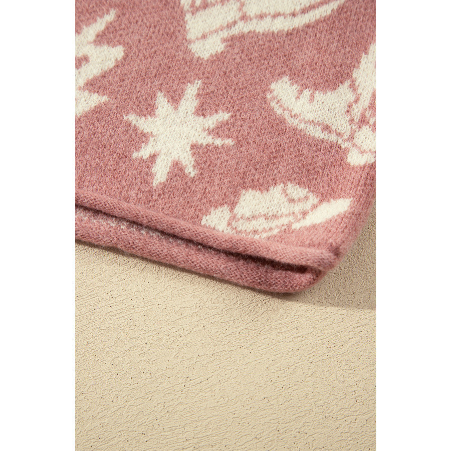 Pull femme rose pêche à motifs cactus | Look Hippie Chic