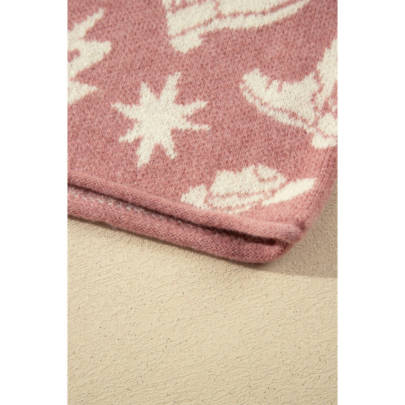 Damenpullover Pfirsichrosa mit Kakteen | Look Hippie Chic