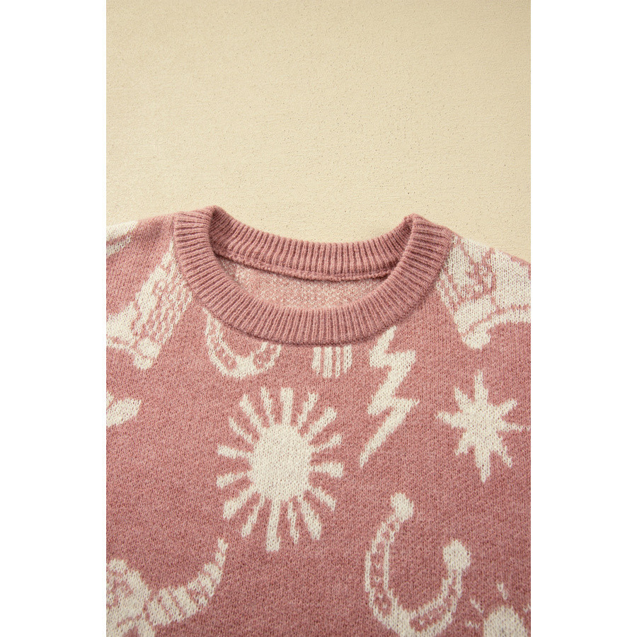 Pull femme rose pêche à motifs cactus | Look Hippie Chic