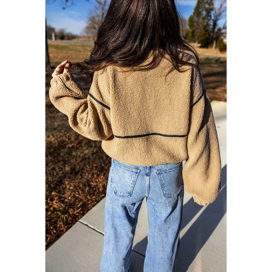 Veste polaire femme écrue contrastée | Look Hippie Chic