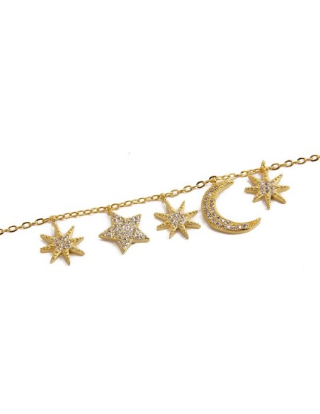 Armband halve maan sterren gouden zirkoon