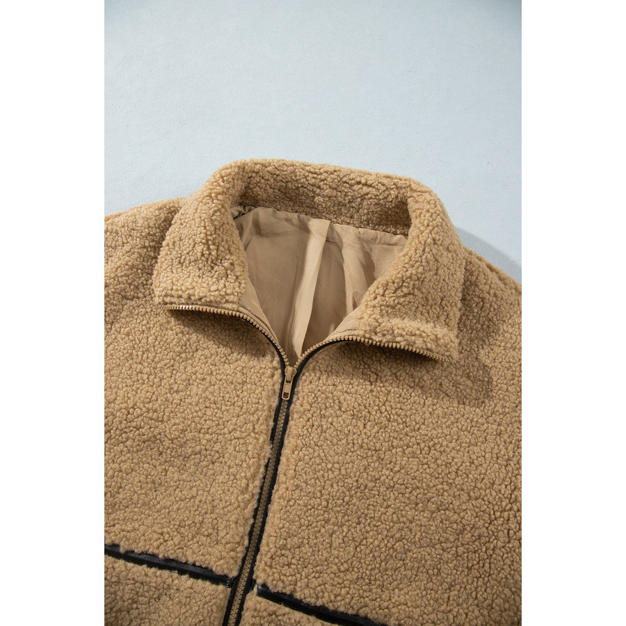 Veste polaire femme écrue contrastée | Look Hippie Chic