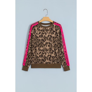 Damen-Sweatshirt Leo mit pinken Streifen | Look Hippie Chic