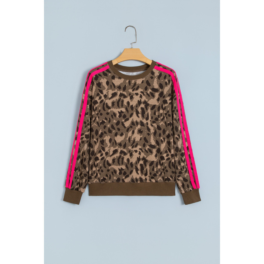 Women’s leopard sweatshirt, pink stripes | Look Hippie Chic
