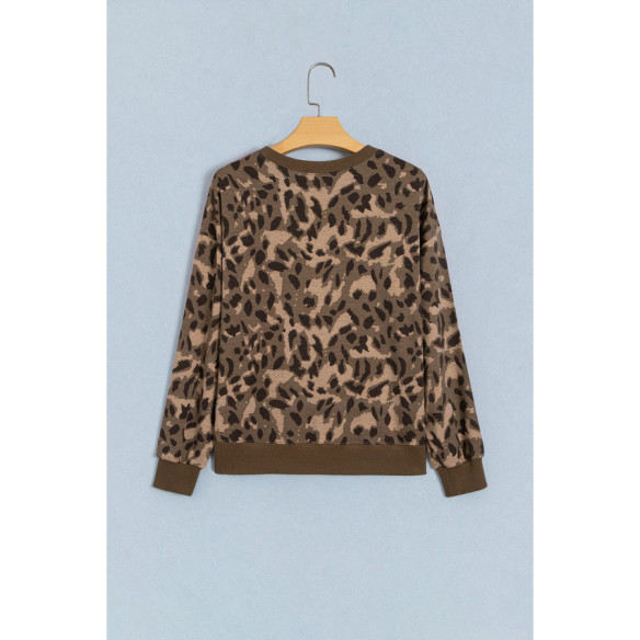Damen-Sweatshirt Leo mit pinken Streifen | Look Hippie Chic