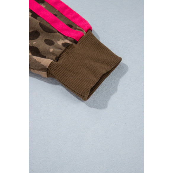 Damen-Sweatshirt Leo mit pinken Streifen | Look Hippie Chic