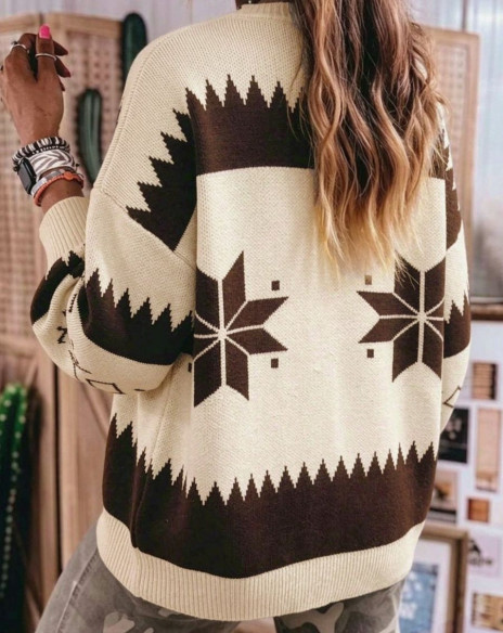 Beige western zip cardigan for women | Look Hippie Chic