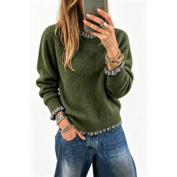 Groene damestrui met geruite ruches | Look Hippie Chic