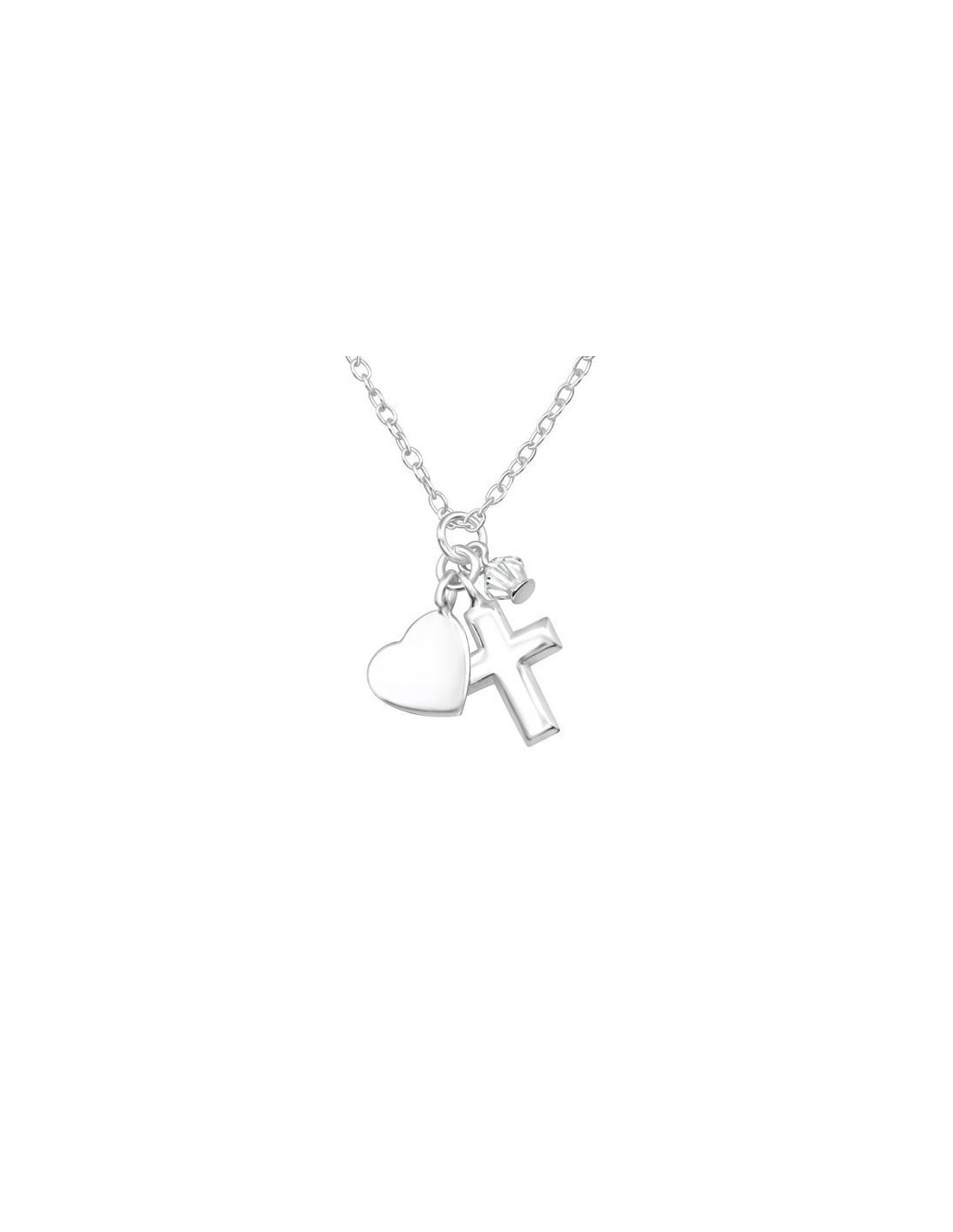 Grappig affix Stereotype Kruis en hart ketting met Swarovski kristal - zilver 925