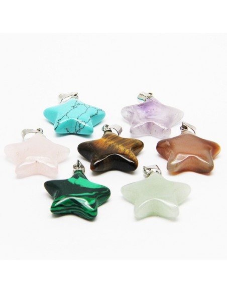 Ketting met 7 gezondheidsstenen, chakra's - sterren